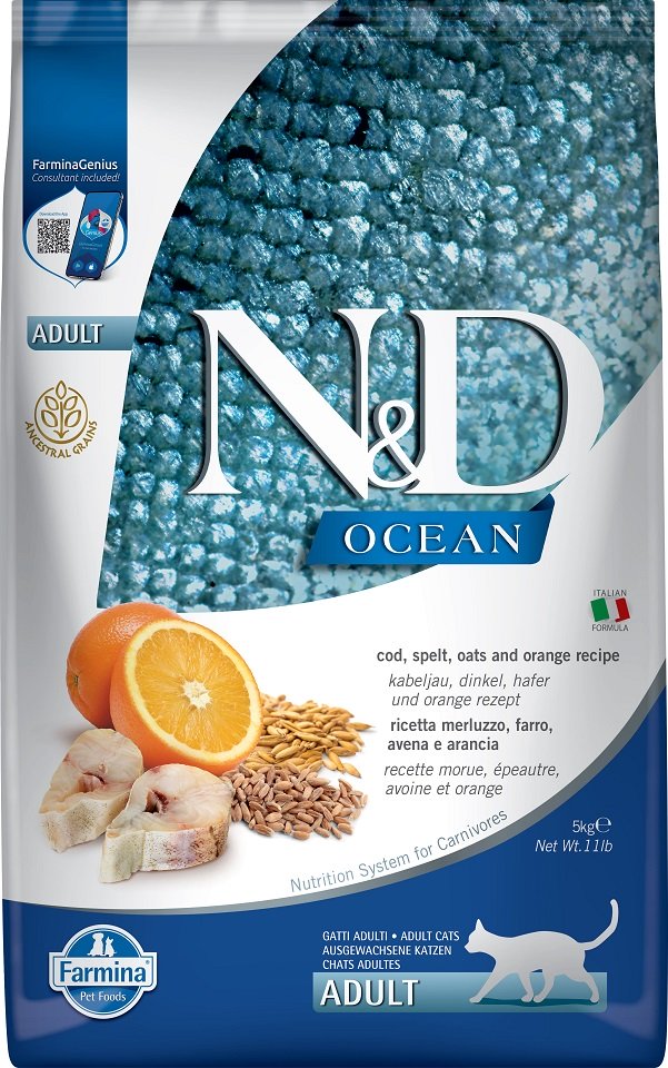 Farmina N&D Ocean Adult Katzenfutter – Mit Hering & Orange, Für Kastrierte Katzen, 1,5 Kg Trockenfutter
