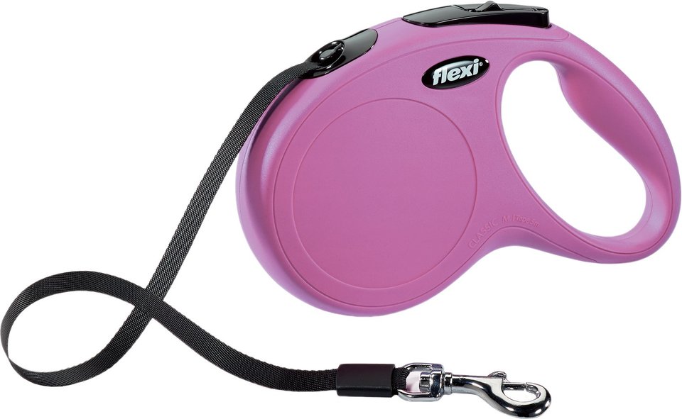 Guinzaglio Avvolgibile FLEXI New Comfort - 5 Metri, Sistema Frenante, Rosa