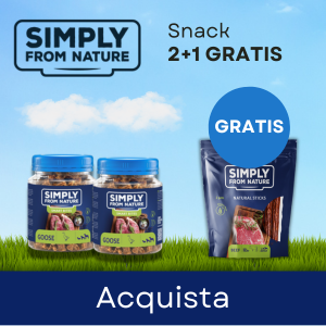 Promozione SIMPLY FROM NATURE Compra 6 scatolette e ricevi lo snack GRATIS