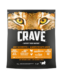CRAVE cibo secco per gatti senza cereali con tacchino e pollo 5 x 750 g
