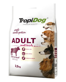 TROPIDOG Premium Adult S Beef&Rice 2,5kg Cibo secco per cani di piccola taglia Manzo e riso