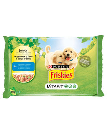 FRISKIES Vitafit Junior con pollo e piselli in gelatina 4x100g cibo umido per cuccioli