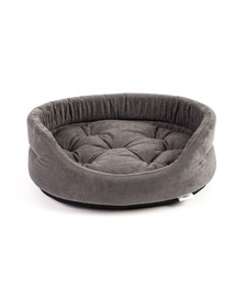 FERA Letto per cani ovale con cuscino 75x62x22 cm grigio