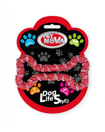 PET NOVA DOG LIFE STYLE Osso di cane in corda 20 cm, rosso, gusto menta