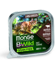 MONGE BWild Cat paté senza cereali razze grandi 100 gr - bufalo con ortaggi