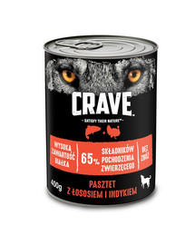 CRAVE lattina 400g - paté di salmone e tacchino cibo umido completo senza cereali per gatti adulti