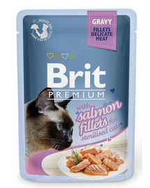 BRIT Premium Salmon Fillets in Gravy for Sterilised Cats 24 x 85 g