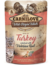 CARNILOVE Turkey & Valerian 24 x 85g mokra karma per gatti tacchino e valeriana