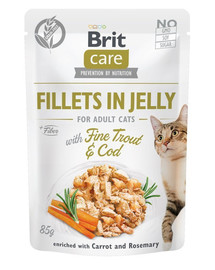 BRIT Care Fillets in Jelly with Fine Trout & Cod 24 x 85 g Merluzzo e trota