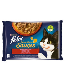 FELIX Sensations Sauce Countryside Flavours in sauce (tacchino con pancetta, agnello con cervo) 4x85g di cibo umido per gatti