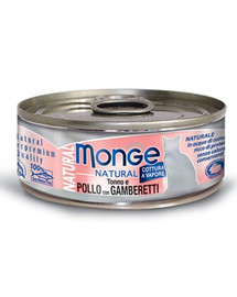 MONGE Natural Cat Tonno con pollo e gamberetti 80g