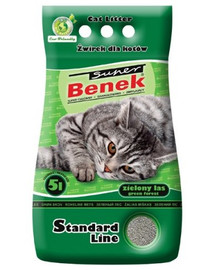 BENEK Super lettiera profumata per gatti 5l + 0,1 FREE verde