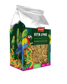 VITAPOL Larve di mosca bianca per pappagalli e uccelli esotici 80g