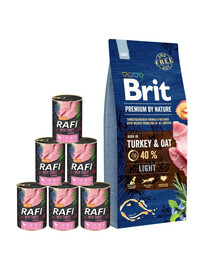 BRIT Premium By Nature Light 15kg + cibo umido con tacchino 6 x 400g