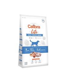 CALIBRA Dog Life Adult Medium Breed Chicken 12kg + snack con manzo 3pz SIMPLY FROM NATURE
