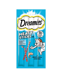 DREAMIES Meaty Sticks Bastoncini con delizioso salmone per gatti adulti 30g