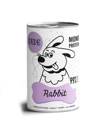 PAKA ZWIERZAKA PEPE Rabbit (coniglio) 400 g di alimento monoproteico