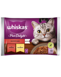 WHISKAS Adult Pure Delight 4x85g Alimento umido per gatti in pezzi con manzo e pollo