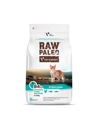 VETEXPERT Raw Paleo Sterilised Chicken&Tuna&Salmon per gatti sterilizzati 6kg