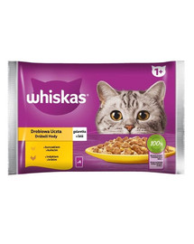 WHISKAS Adult in bustina 4x85g cibo umido con pollo e tacchino in gelatina per gatti adulti