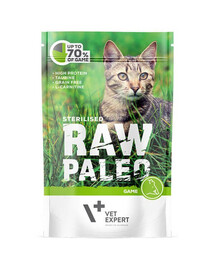 VETEXPERT RAW PALEO Sterilised game 100g cibo umido per gatti sterilizzati carne di cinghiale