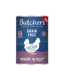 BUTCHER'S Original Recipe in Jelly cibo per cani, pezzi di pollo in gelatina, 400g