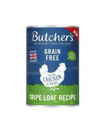 BUTCHER'S Original Tripe cibo per cani, con pollo e rumine, paté 400g