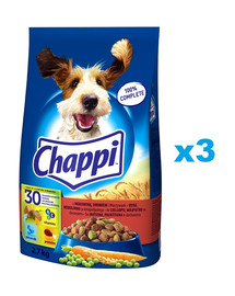 CHAPPI Alimento secco con manzo 3x2,7 kg per cani adulti
