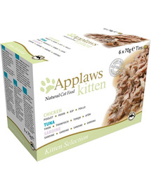 APPLAWS Cat Tin Multipack Kitten Selection Cibo umido per gattini mix di sapori con pesce e pollo  6 x 70 g