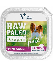 VETEXPERT RAW PALEO Pate Adult Mini Lamb 150g paté per cani di piccola taglia agnello