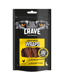CRAVE Wraps Pollo 10x50g, bocconcino proteico senza cereali per cani adulti
