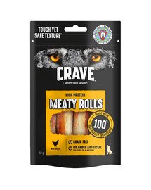 CRAVE Meaty Rolls Pollo 8x50g, bocconcino proteico senza cereali per cani adulti