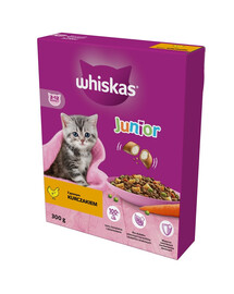 WHISKAS Junior 300g alimento secco completo con delizioso pollo per gattini