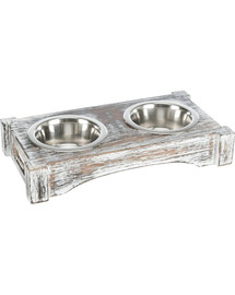 TRIXIE Set di ciotole in acciaio inox/legno 2 × 0,45 l