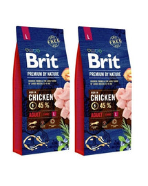 BRIT Premium By Nature Chicken Adult Large L 15kg x 2