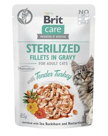 BRIT CARE Fillets in Gravy Pouch Sterilized Tender Turkey 24x85g con tacchino per gatti sterilizzati