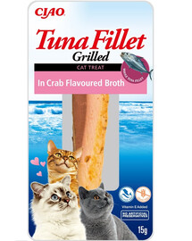 INABA Tuna fillet in crab flavoured broth 15g filetto di tonno in brodo di granchio per gatti