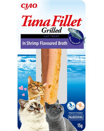 INABA Tuna fillet in shrimp broth 15g filetto di tonno in brodo aromatizzato ai gamberetti per gatti