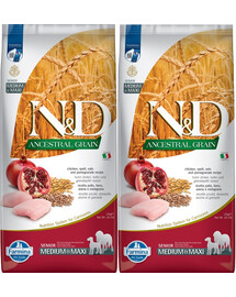 FARMINA N&D Low Grain Chicken & Pomegranate Senior Medium & Maxi 2 x 12kg