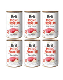 BRIT Mono Protein Beef & Rice 6 x 400g alimento monoproteico com manzo e riso
