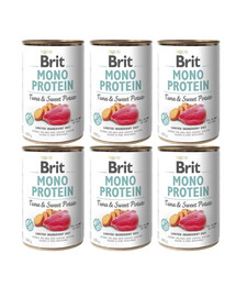 BRIT Mono Protein Tuna & Sweet Potato 6 x 400g alimento monoproteico con tonno e patate dolci