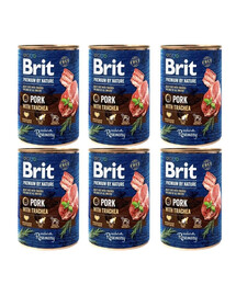 BRIT Premium by Nature 6 x 400g con carne di maiale ed esofago per cani