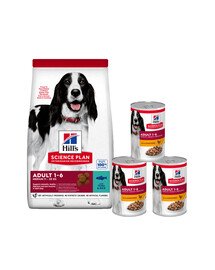 HILL'S Science Plan Canine Adult Advanced Fitness Tuna & Rice 12kg per cani attivi + 3 lattine GRATIS