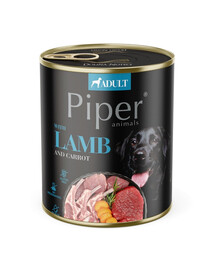 PIPER Alimento umido per cani con agnello e carote 800g