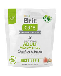 BRIT CARE Sustainable Adult Medium breed chicken insekt per cani adulti di razza media con pollo e insetti 1 kg