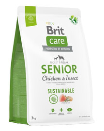 BRIT CARE Sustainable Senior chicken insetto per cani anziani con pollo e insetti 3 kg