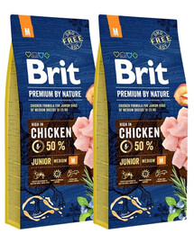 BRIT Premium By Nature Chicken Junior Medium M 30kg (2 x 15kg)