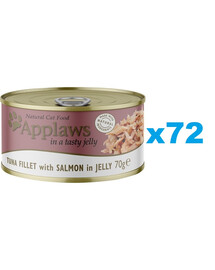 APPLAWS Cat Adult Tuna Fillet with Salmon in Jelly tonno e salmone in gelatina 72 x 70g