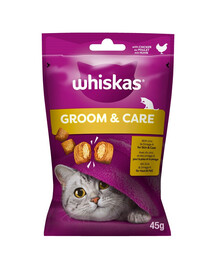 WHISKAS Groom & Care 45g snack con pollo per gatti