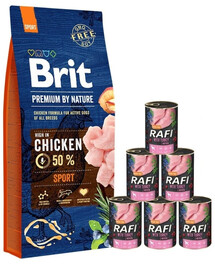 BRIT Premium By Nature Sport 15kg + con tacchino 6 x 400g